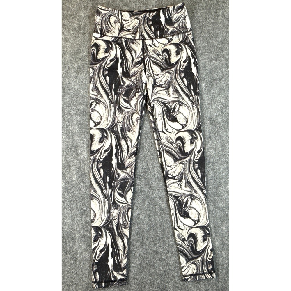 Victoria Sport Knockout Leggings Womens Small Black White Marble Swirl High Rise